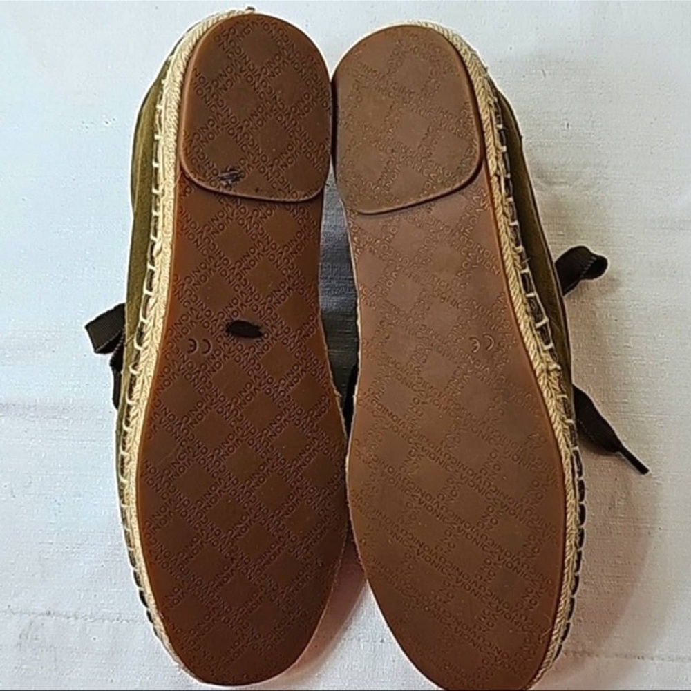 Vionic Suede Lace-Up Espadrilles Sandy Olive - Picture 11 of 12